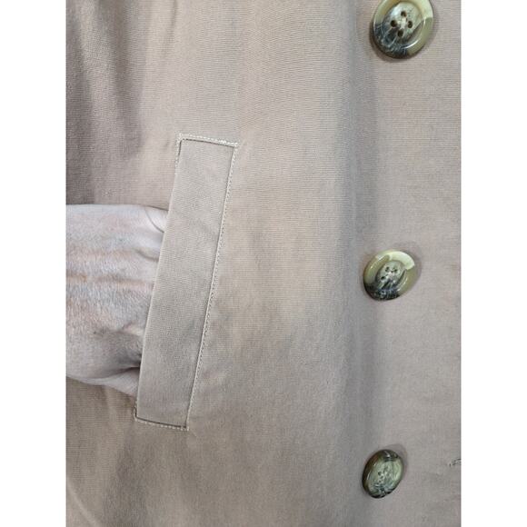 Sundance Tan Cotton Double Breasted Floral Lining Neutral Peacoat Jacket Size XS - Picture 7 of 14